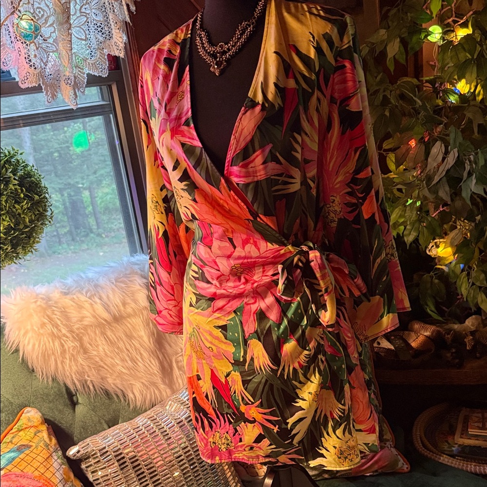Floral Wrap Dress with Vibrant Colors